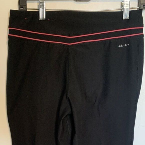 Nike Dri-Fit Black Cropped Leggings w/ Pink Trim Medium - Picture 3 of 5